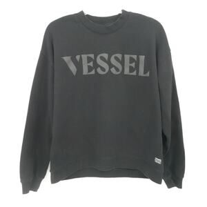 Vessel Sweatshirt Mens XL Black Puff Print Crewneck Pullover Jumper Golf